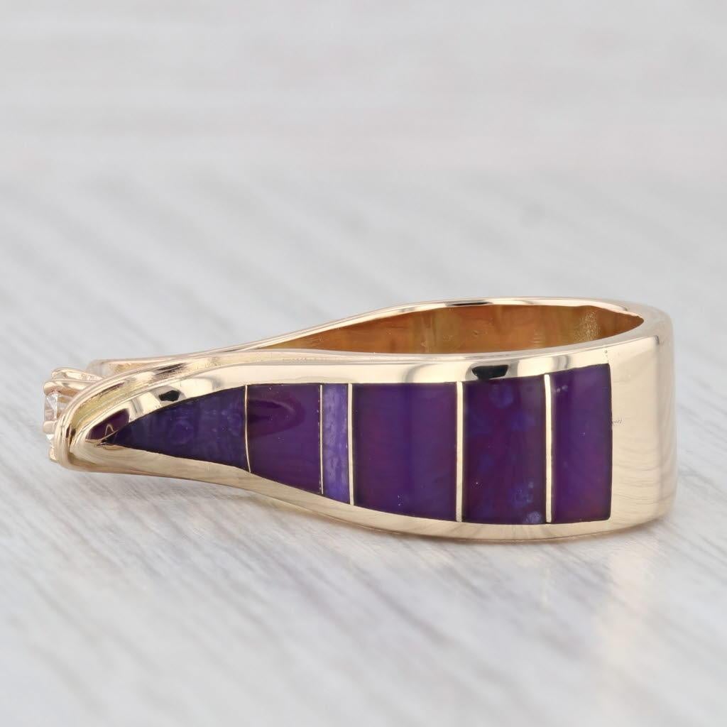 0.27ct Diamond Purple Sugilite Mosaic Ring 14k Yellow Gold Size 5.25 In Good Condition For Sale In McLeansville, NC