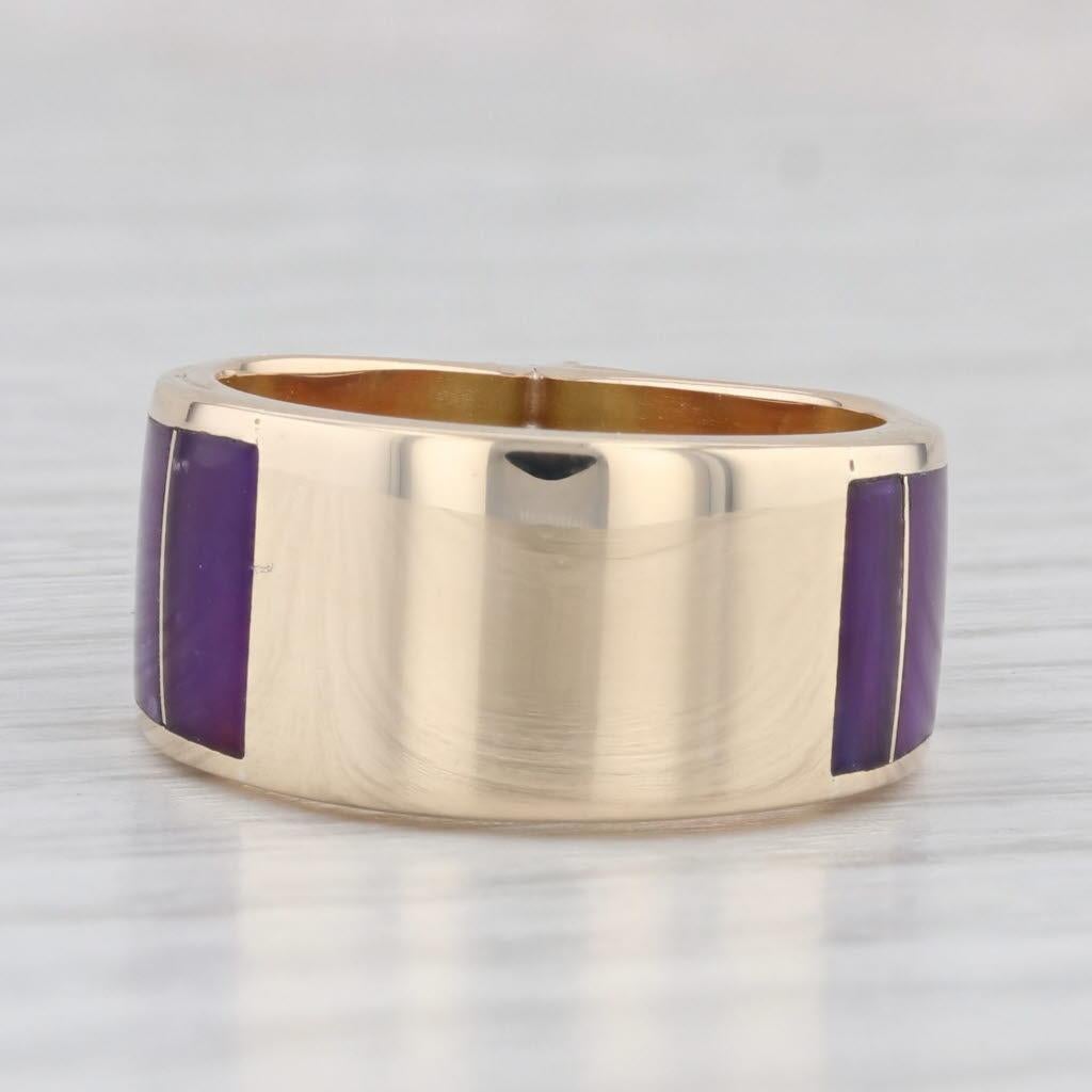 Women's 0.27ct Diamond Purple Sugilite Mosaic Ring 14k Yellow Gold Size 5.25 For Sale