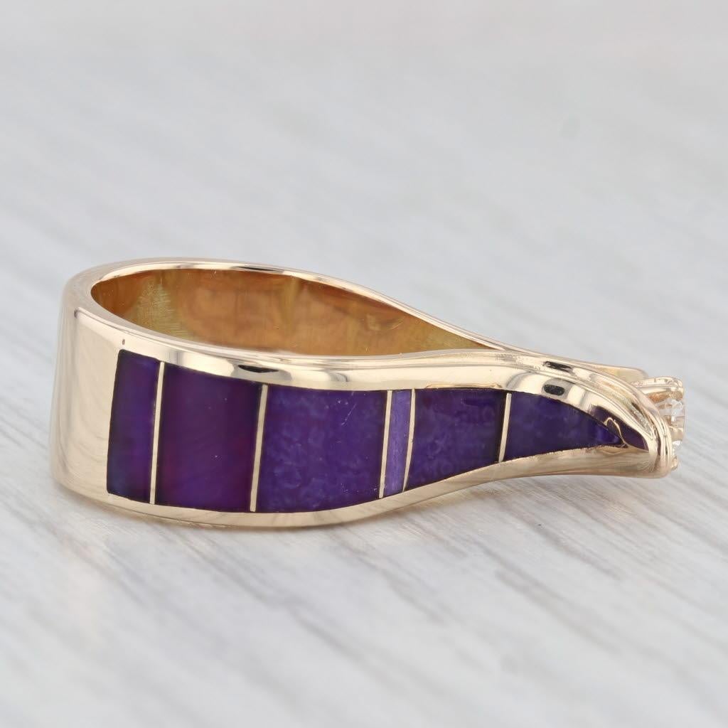 0.27ct Diamond Purple Sugilite Mosaic Ring 14k Yellow Gold Size 5.25 For Sale 1