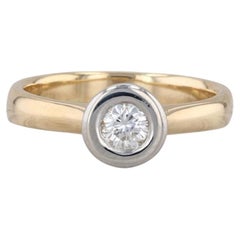 0.27ct Round Diamond Solitaire Ring 18k Yellow White Gold Size 8