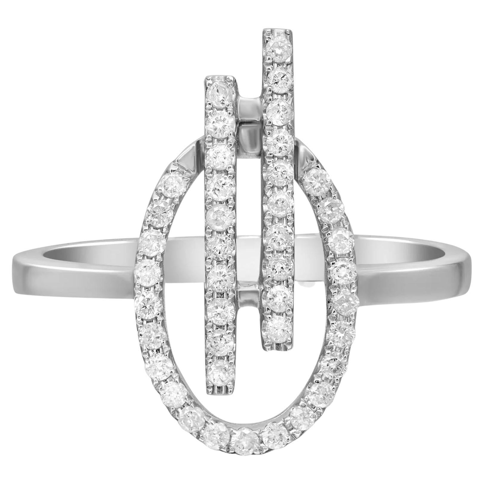 0.27Cttw Round Cut Diamond Ladies Fashion Ring 14K White Gold Size 7.5
