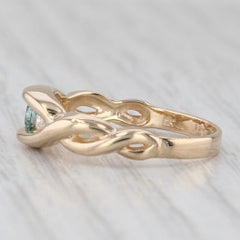 0.27ctw Blue White Diamond Ring 14k Yellow Gold Size 7 Stackable Round 3-Stone