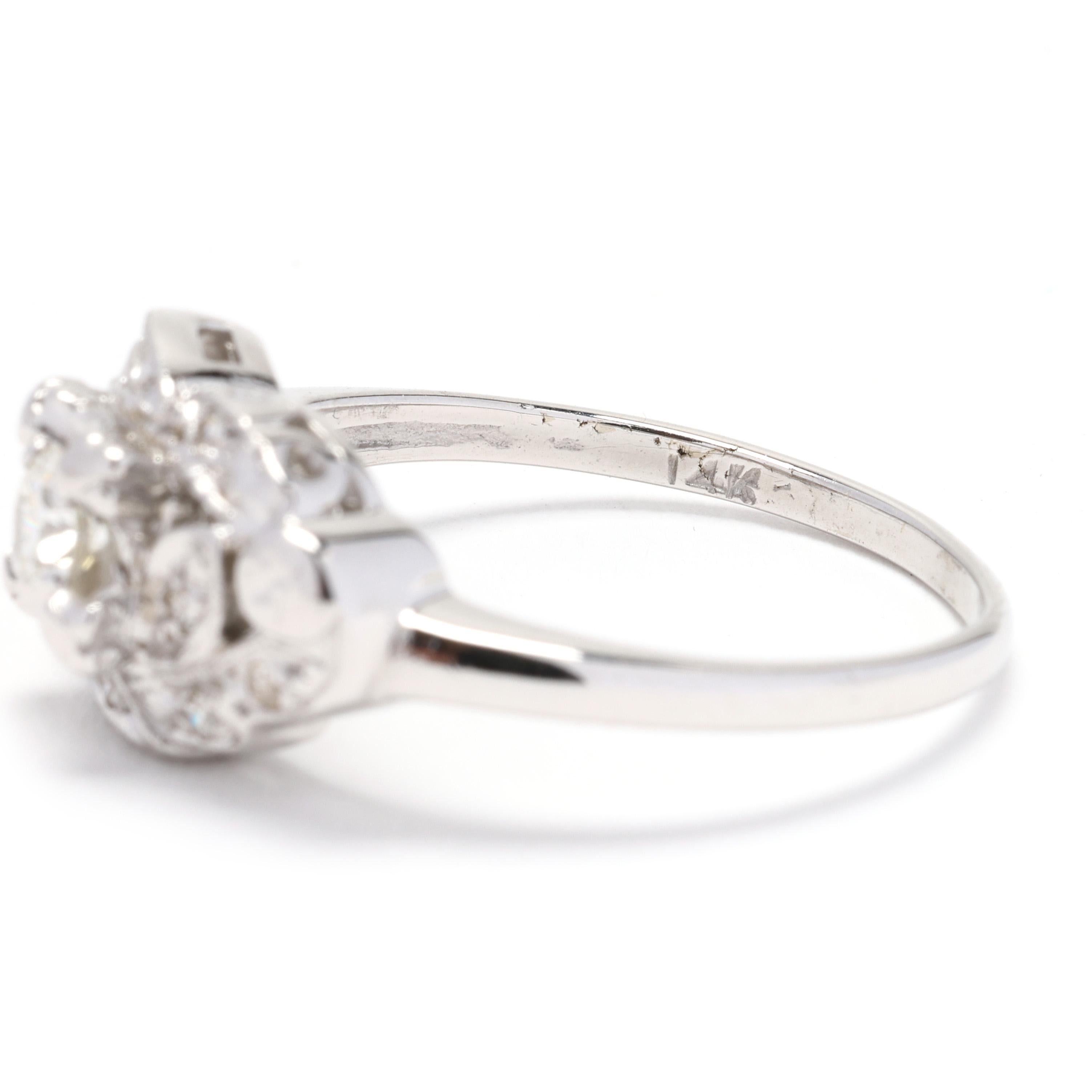 Women's 0.27ctw Diamond Cluster Ring, 14k White Gold, Ring Size 7.25 For Sale