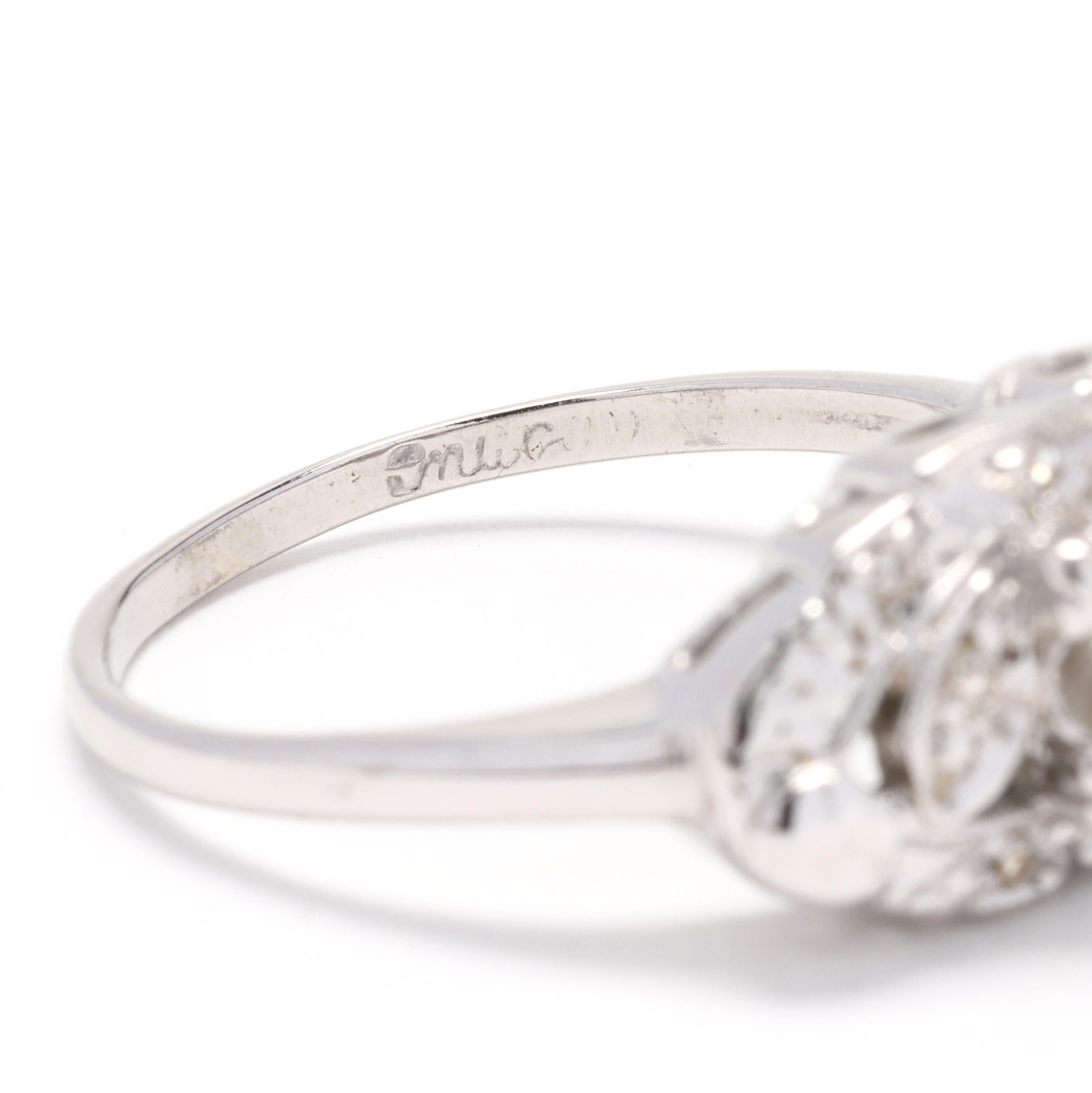 0.27ctw Diamond Cluster Ring, 14k White Gold, Ring Size 7.25 For Sale 1