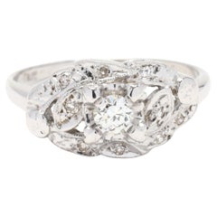 0.27 Karat Diamant-Cluster-Ring, 14k Weißgold, Ring Größe 7,25