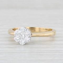 0.27ctw Diamond Flower Cluster Engagement Ring 18k Yellow Gold Size 6.5