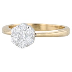 0.27ctw Diamond Flower Cluster Engagement Ring 18k Yellow Gold Size 6.5