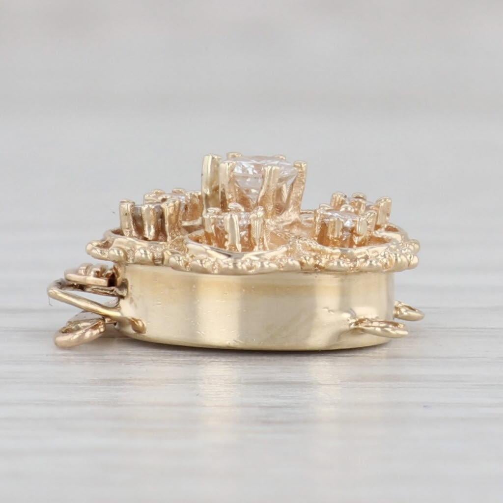 Round Cut 0.27ctw Diamond Flower Slide Charm Bracelet Clasp Finding Richard Klein 10k Gold