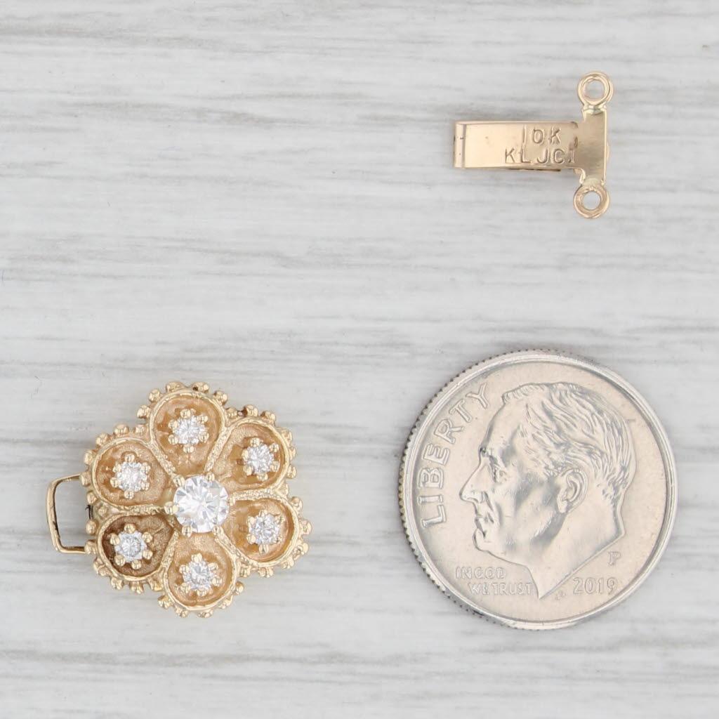 0.27ctw Diamond Flower Slide Charm Bracelet Clasp Finding Richard Klein 10k Gold 1