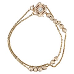 0.27ctw Diamond Slide Charm Bracelet Bead Slides 14k Yellow Gold 7" Starter