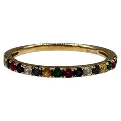 0.27ctw Multicolor Gemstone Diamond Ring 14K Yellow Gold Size 7