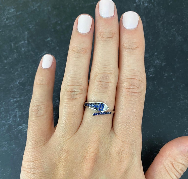 Contemporary 0.28 Carat Blue Sapphire and Diamond Wrap Around Snake Ring
