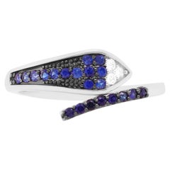 0.28 Carat Blue Sapphire and Diamond Wrap Around Snake Ring