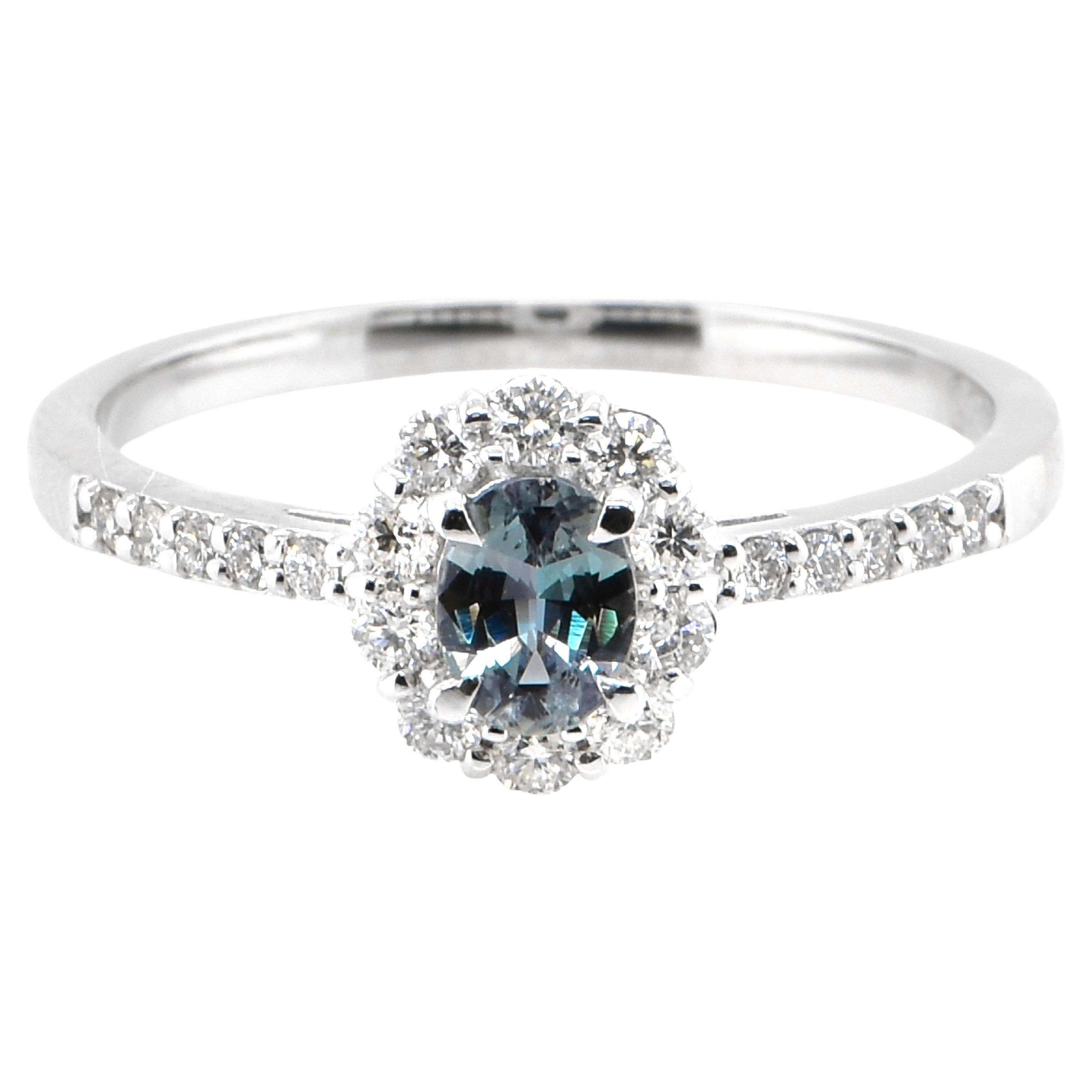 0.28 Carat Color-Changing, Brazilia Alexandrite and Diamond Ring set in Platinum For Sale