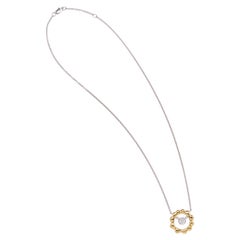 0.28 Carat Diamond 18 Karat Yellow White Gold Pendant Necklace