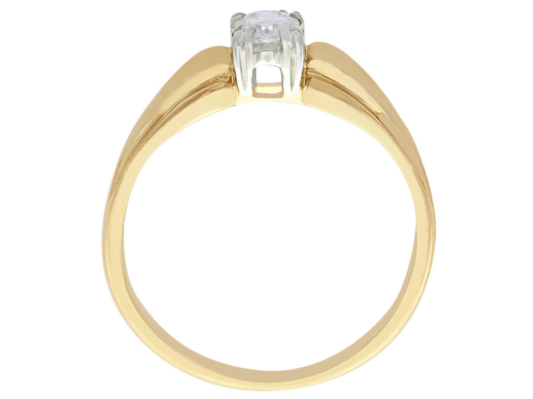 Vintage 90s Diamond and Yellow Gold Solitaire Ring In Excellent Condition For Sale In Jesmond, Newcastle Upon Tyne