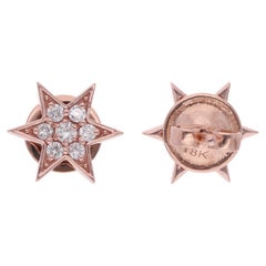 0.28 Carat Diamond Starburst Stud Earrings 14 Karat Rose Gold Handmade Jewelry