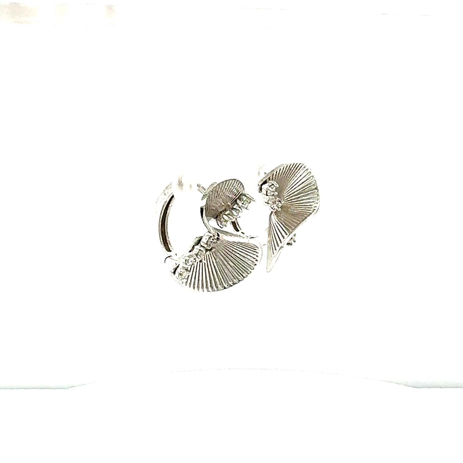 Round Cut 0.28 Carat Diamond White Gold Art Deco Inspired Earrings For Sale