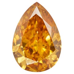 Diamant poire orange-jaune intense fantaisie de 0,28 carat
