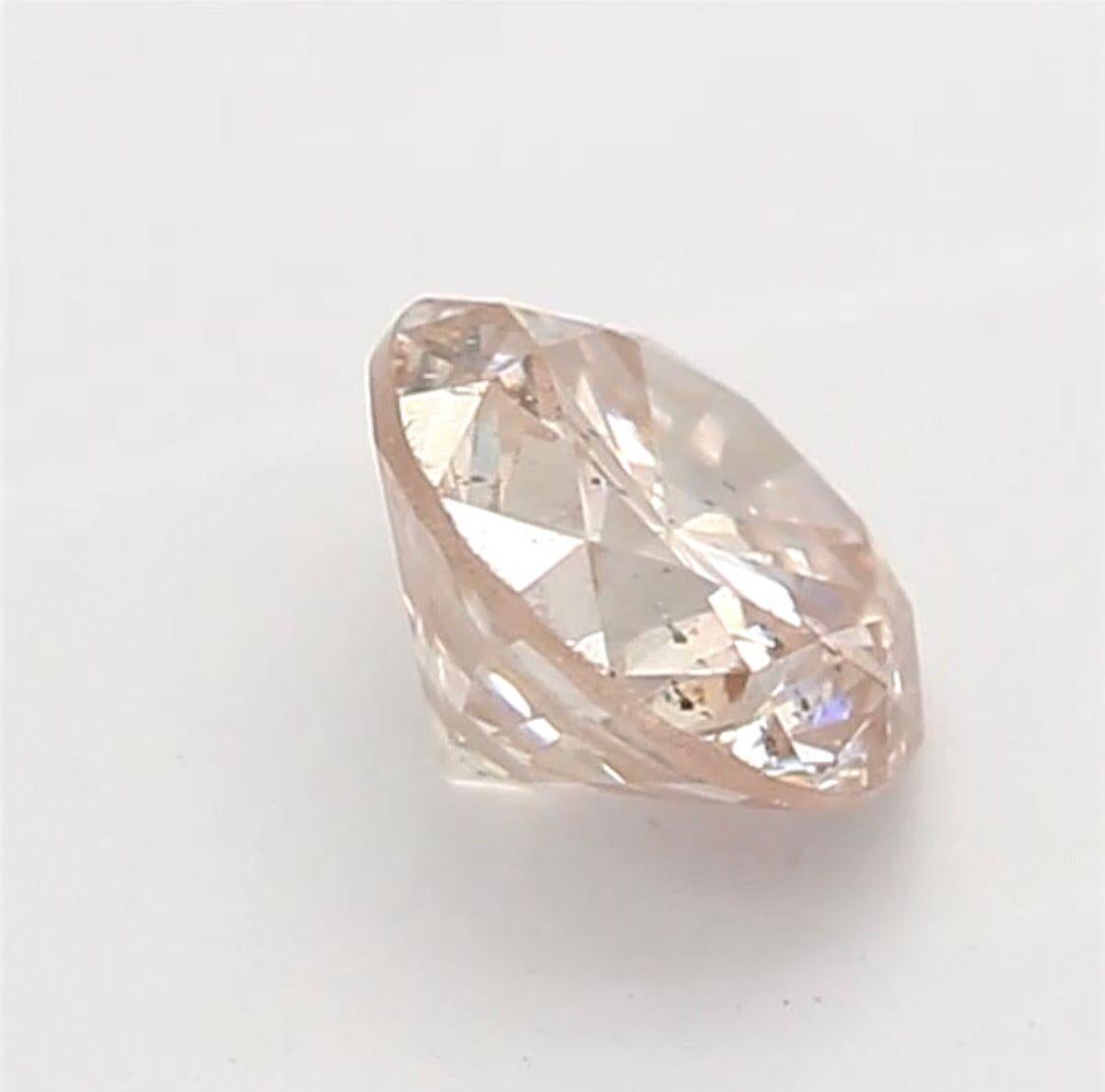 Round Cut 0.28 Carat Light Orangy Pink Round Shaped Diamond SI2 Clarity CGL Certified For Sale