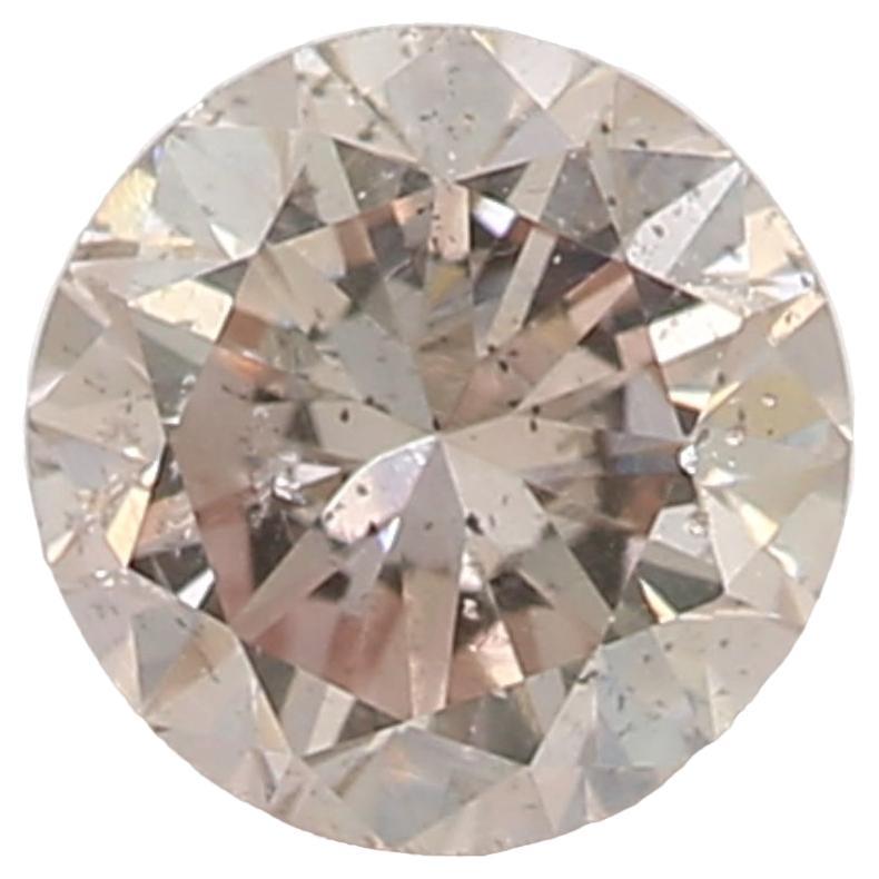 0.28 Carat Light Orangy Pink Round Shaped Diamond SI2 Clarity CGL Certified For Sale