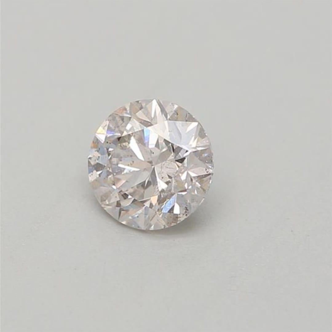 Round Cut 0.28 Carat Light Pink Round shaped diamond I2 Clarity GIA Certified For Sale