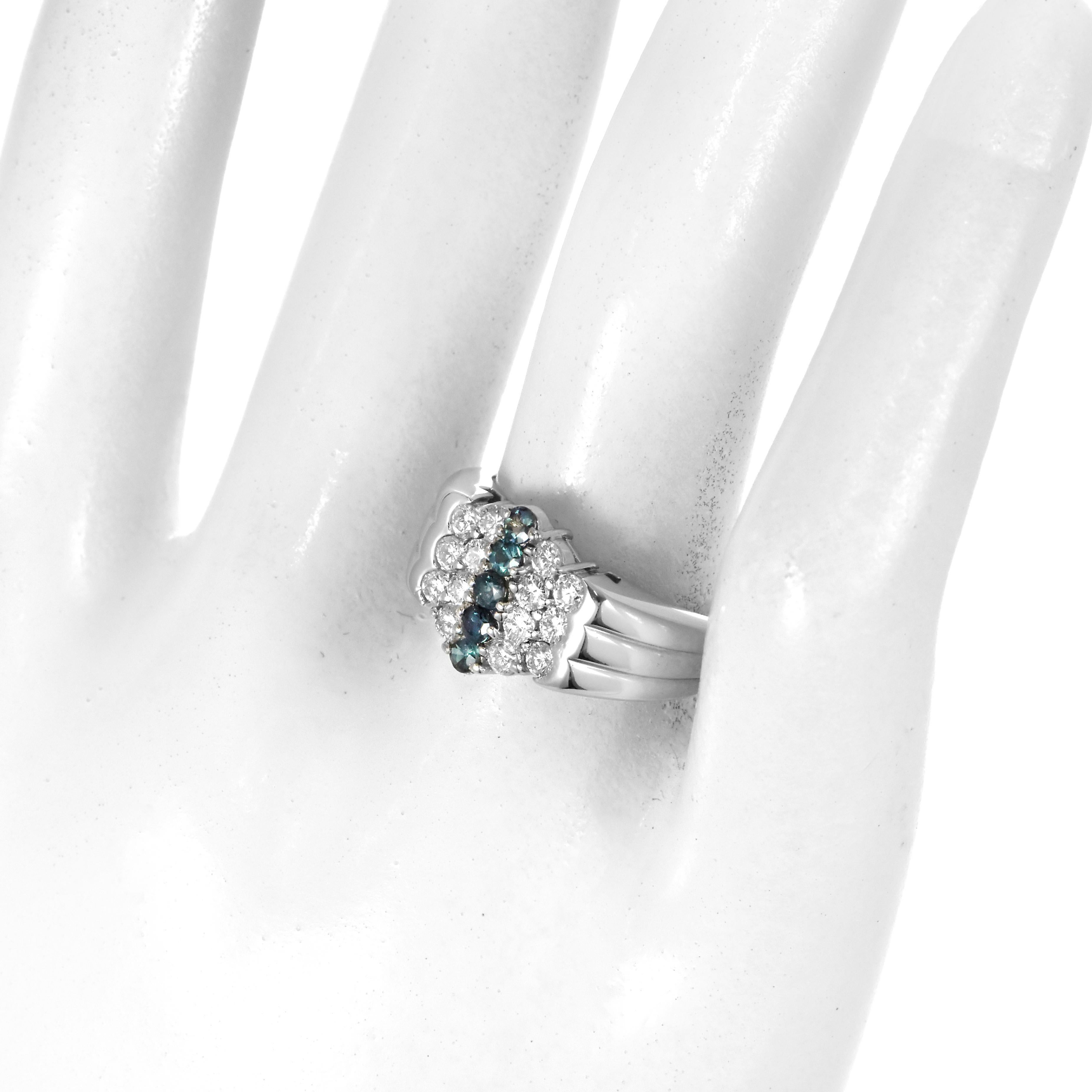 Women's 0.28 Carat Natural Alexandrite and Diamond Cluster Ring Made in Platinum For Sale