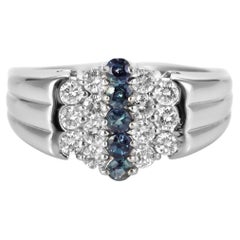 Anillo en racimo de diamantes y alejandrita natural de 0,28 quilates fabricado en platino