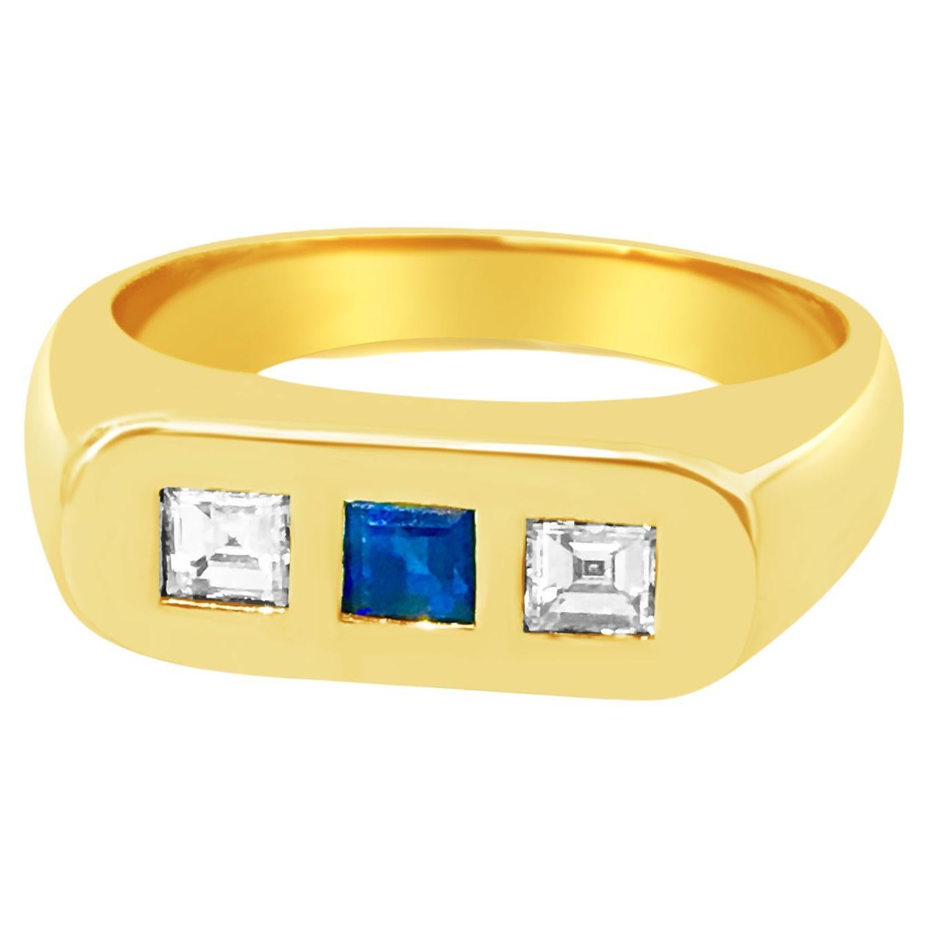 0.28 Carat Natural Blue Sapphire Diamond 18K Gold Cocktail Ring