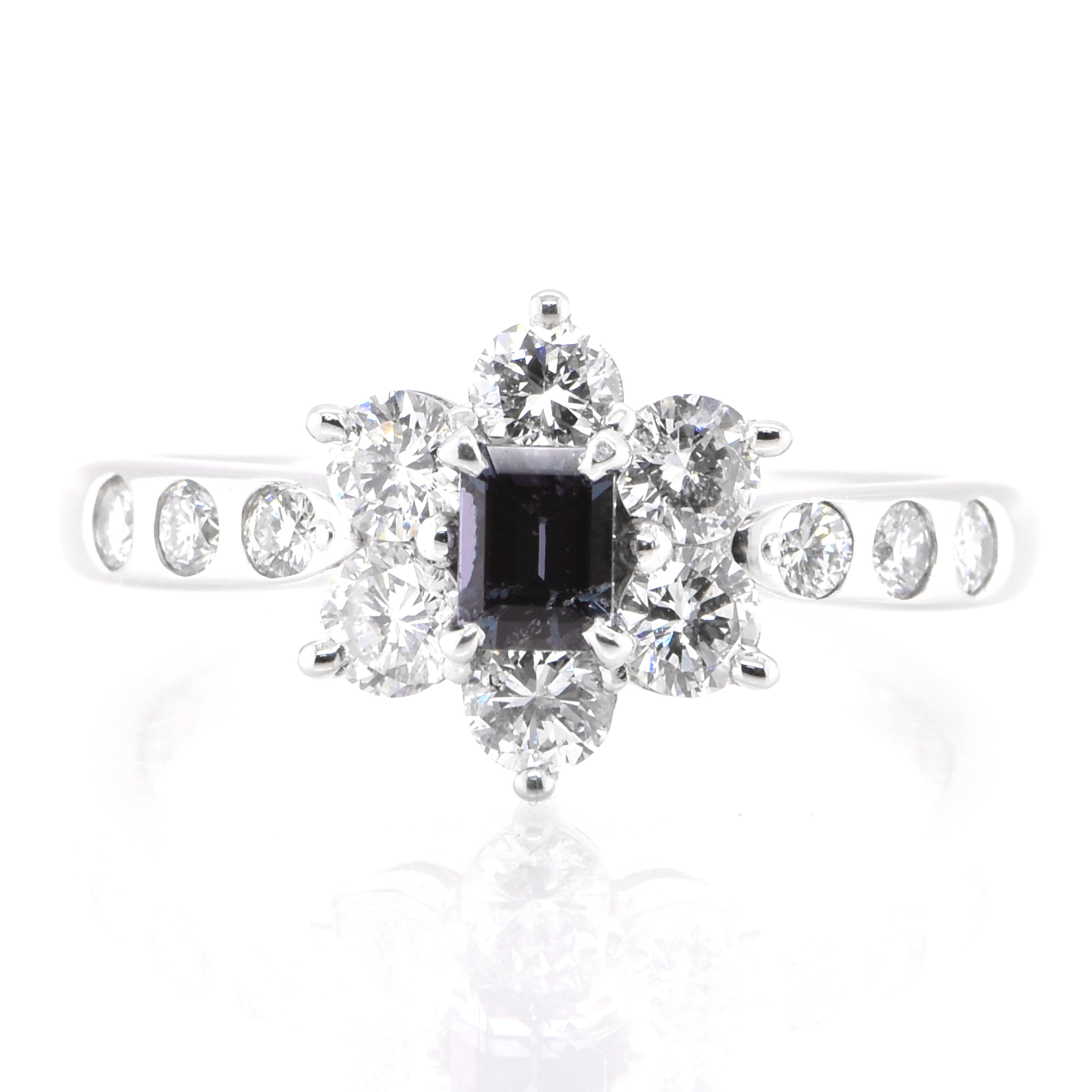 0.28 Karat natürlicher, farbwechselnder Alexandrit und Diamantring aus Platin Damen