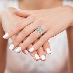 0.28 Carat Natural Diamond Cocktail Ring G SI 14k White Gold
