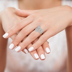 0,28 Karat natürlicher Diamant Cocktail Ring G SI 14k Weißgold