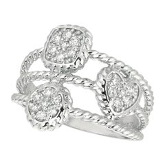 Bague cocktail en or blanc 14 carats avec diamants naturels de 0,28 carat G SI