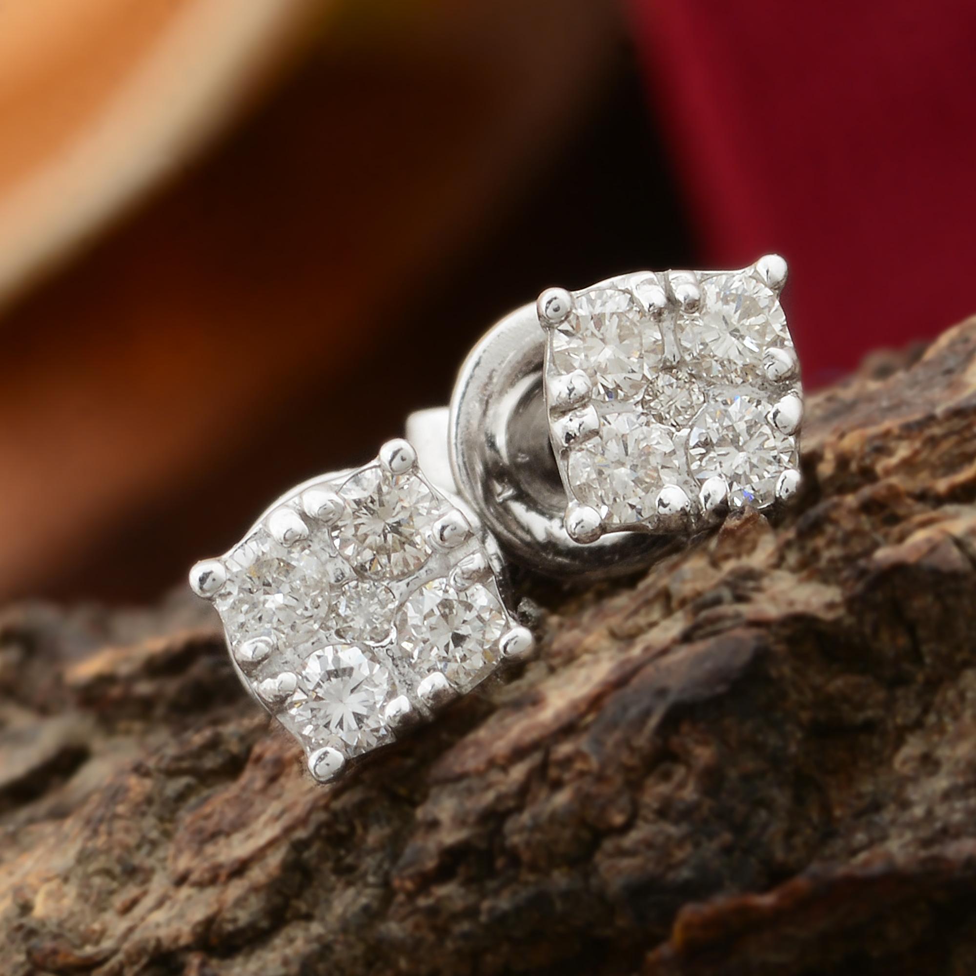 0,28 quilates SI Claridad HI Color Pendientes de diamantes Joyas de oro blanco de 10 quilates Moderno en venta