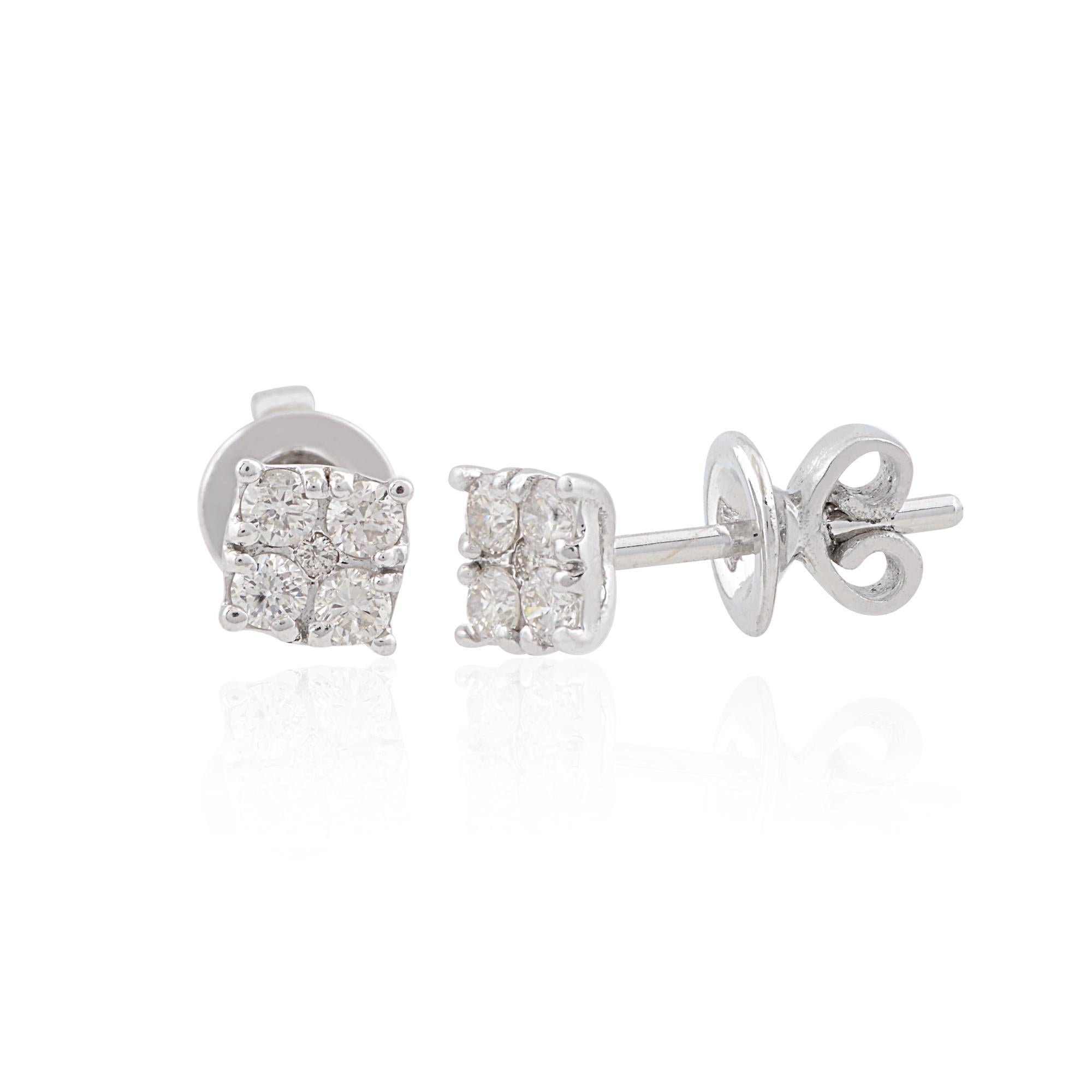 Round Cut 0.28 Carat SI Clarity HI Color Diamond Stud Earrings 10 Karat White Gold Jewelry For Sale