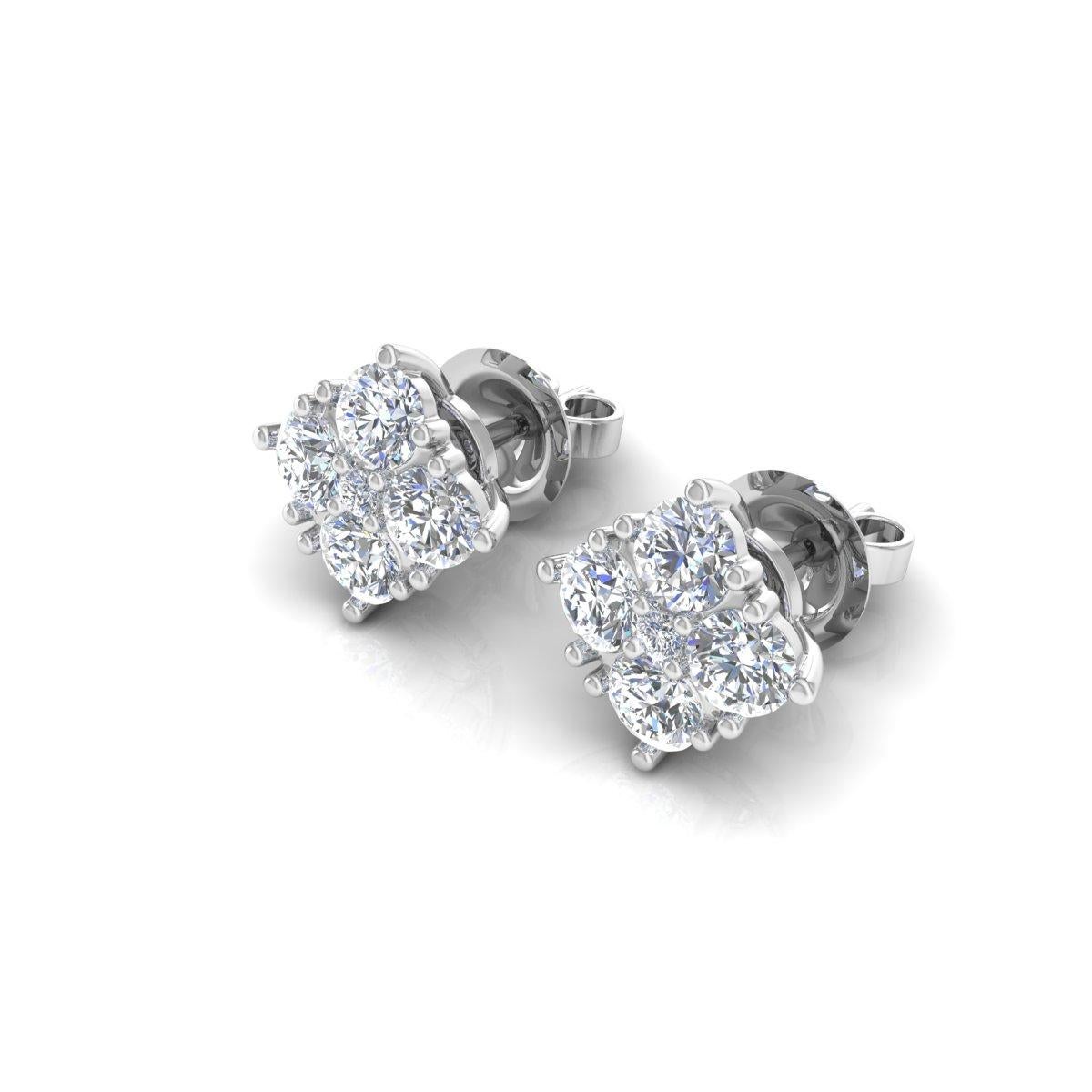 Women's 0.28 Carat SI Clarity HI Color Diamond Stud Earrings 10 Karat White Gold Jewelry For Sale
