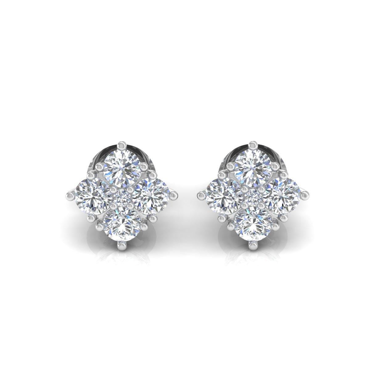0.28 Carat SI Clarity HI Color Diamond Stud Earrings 10 Karat White Gold Jewelry For Sale 2