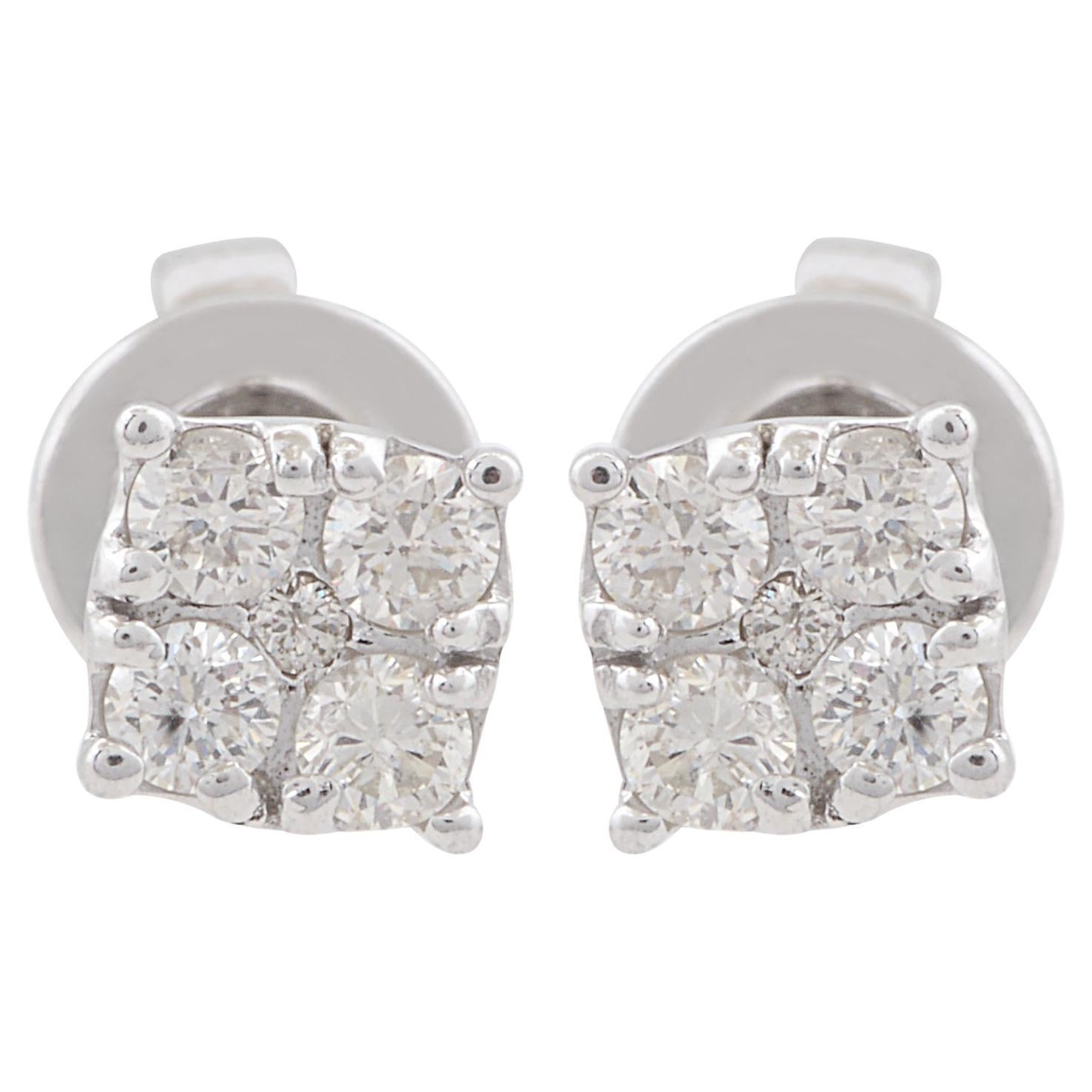 0.28 Carat SI Clarity HI Color Diamond Stud Earrings 10 Karat White Gold Jewelry