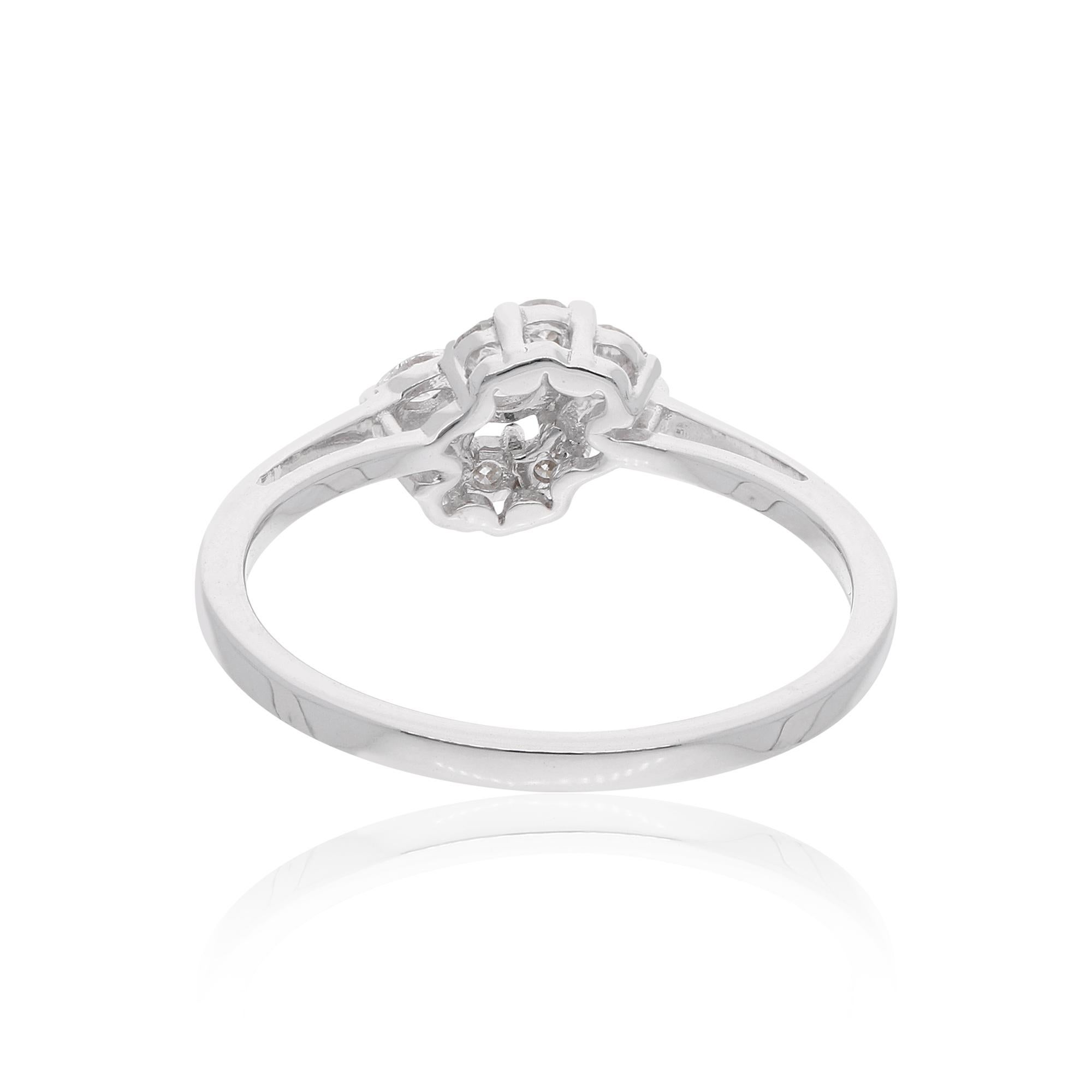 Moderno Anello con diamante rotondo marquise da 0,28 carati SI/H Gioielli fatti a mano in oro bianco 18 carati in vendita