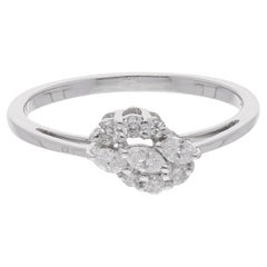 0.28 Karat SI/H Marquise Runder Diamantring aus 18 Karat Weißgold Handgefertigter Schmuck