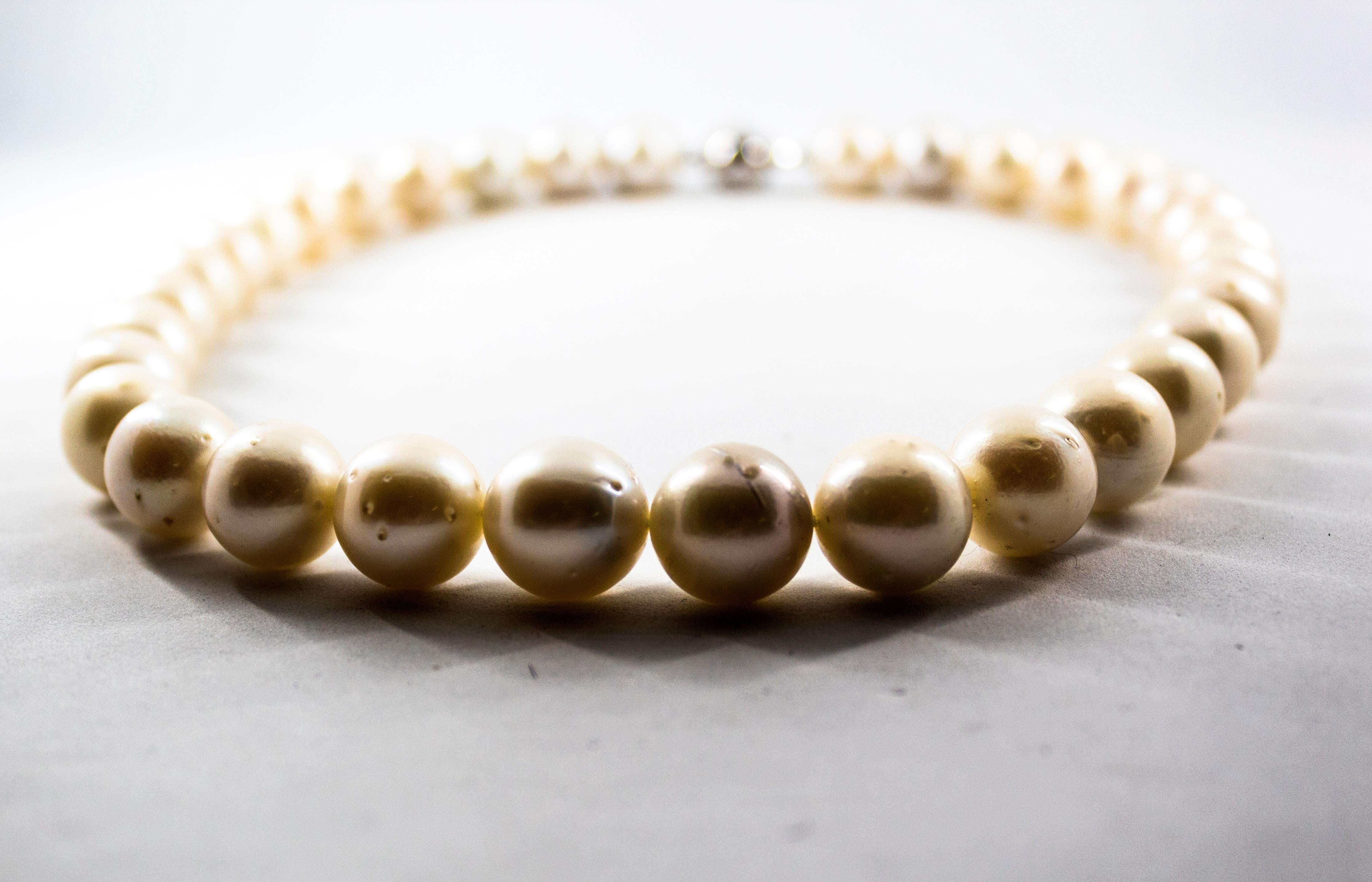 Perlenhalskette aus Weißgold mit 0,28 Karat weißem Diamant 510.0 Karat australischer Perle und Weißgold (Art déco) im Angebot