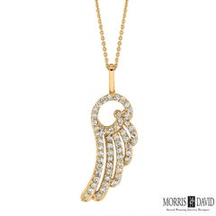 0.28 Carat Natural Diamond Angel Wing Necklace Pendant 14 Karat White Gold G SI