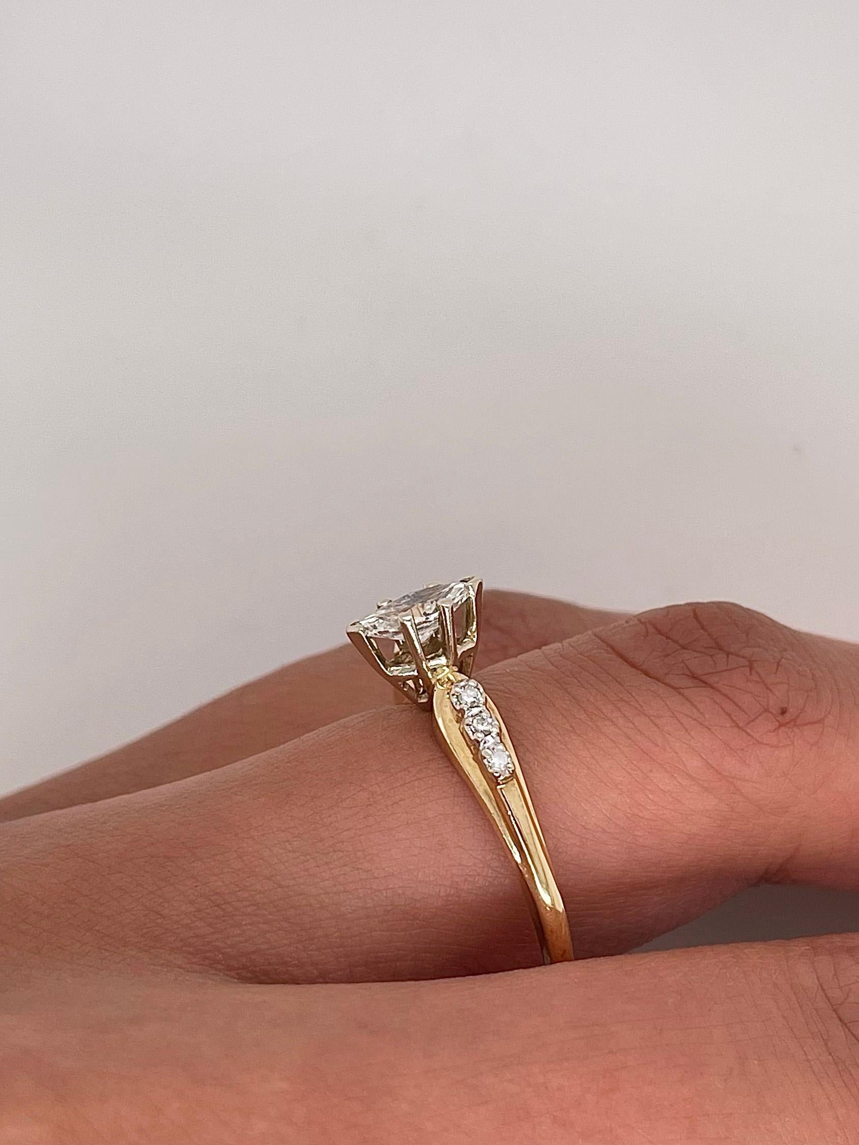 0.28 Total Carat Marquise Prong-Set Engagement Ring In New Condition For Sale In New York, NY