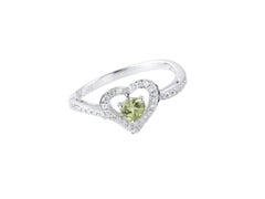 Sunita Nahata Peridot 0.29ct. and Diamond Heart Ring in 14Karat White Gold