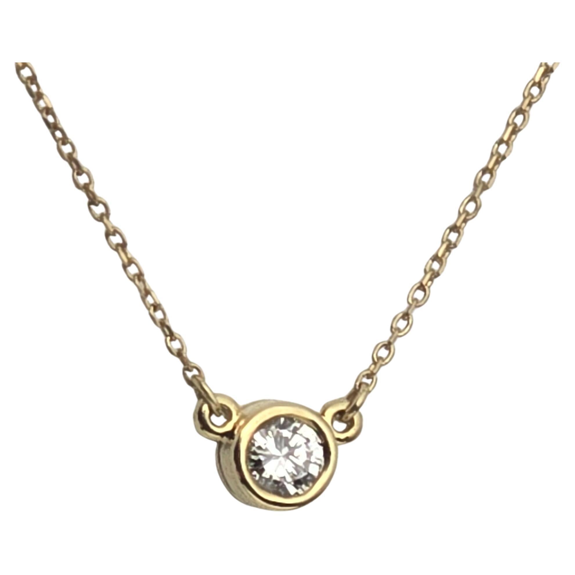 0.28ct Bezel Set Solitaire Diamond Pendant Necklace 14 Karat Yellow Gold