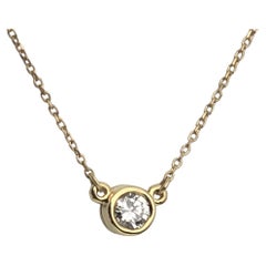 0.28ct Bezel Set Solitaire Diamond Pendant Necklace 14 Karat Yellow Gold
