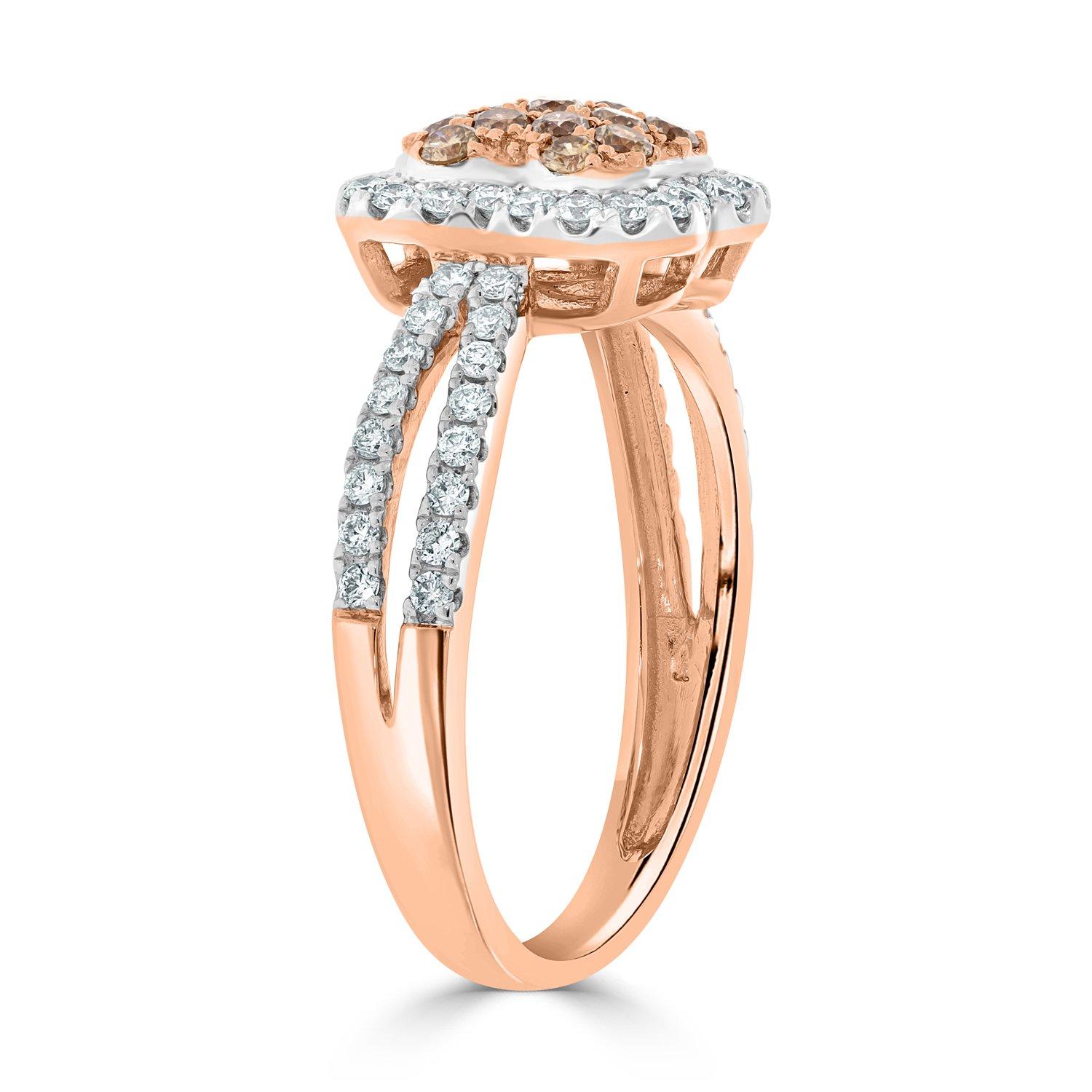 Women's 0.28ct Pink Diamonds Ring with 0.43tct Diamonds Set in 14k Rose Gold For Sale