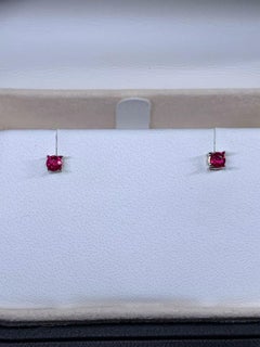 0.28ct Ruby Burma Solitaire Stud Earrings In 18ct White and Yellow Gold