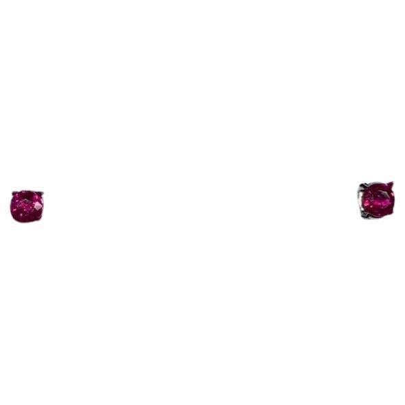 0.28ct Ruby Burma Solitaire Stud Earrings In 18ct White and Yellow Gold