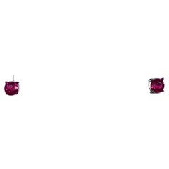0.28ct Ruby Burma Solitaire Stud Earrings In 18ct White and Yellow Gold